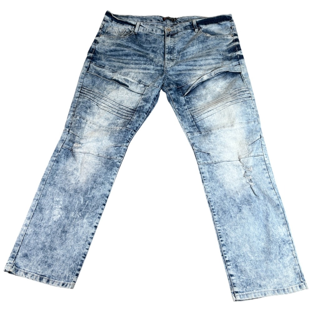 Southpole Jeans Mens‎ 44 Blue Denim Stretch Straight Leg Moto Biker Distressed